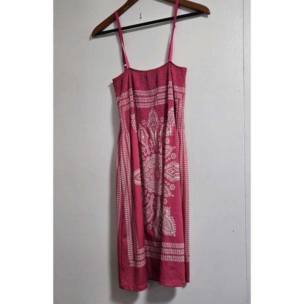 Ocean Blue Dress Womens M Bohemian Midi Smocked Floral Romantic Peasant Boho